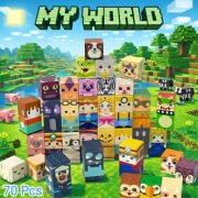Klocki magnetyczne typu Minecraft Ludziki Zwierzaki 70szt Mocne magnesy.