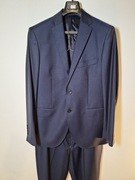 Garnitur Vistula 80% WEŁNA (L) Slim Granatowy Marynarka Spodnie Pasek