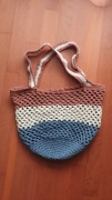 Torba pleciona shopper boho ażurowa szydełkowa handmade