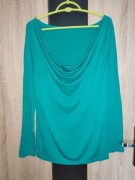 210 Damska turkusowa bluzka na długi rękaw dekolt woda rozmiar M/L