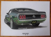 Obraz Ford Mustang Mach 1 1969 21x29,7 akryl