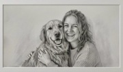 Portret z psem na zamówienie – rysunek ołówkiem, Trójmiasto