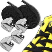 Elastyczne czarne sznurówki z zapięciem metalowym bez wiązania Są wygodne