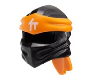 Lego Ninjago Maska 40925pb28 Czarna Pomarańczowa z białym napisem