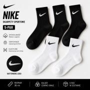 Skarpety sportowe unisex bawełniane 5 par czarne białe 36-44