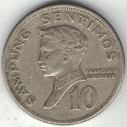 Filipiny 10 sentimos centymów 1974 -  17,5 mm - nr 5