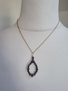 Naszyjnik handmade ze stali nierdzewnej z naturalnych kamieni granat 