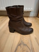 Lasocki skórzane brązowe botki buty na obcasie obcasy skóra zimowe na zime