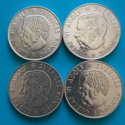 5 koron 1955x3,1971 Szwecja Cztery sztuki Ag 0,400 po 18 g każda