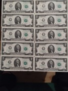 10x 2 DOLARY USA (2017 A) - Sekwencja Numerów, Stan UNC