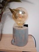 Lampka Stolikowa Pieniek Drewniana Loft Hand Made 