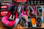 Fotelik samochodowy Britax Römer King 9–18 kg – różowo-szary