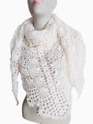 Biała Ażurowa Chusta narzutka szal Rękodzieło szydełkowe 