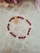 Bransoletka handmade z naturalnych kamieni hematyt rubin kwarc różowy