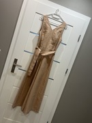 Lniany kombinezon Benton xs pudrowy ròż szerokie nogawki 