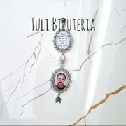 Medalion zawieszka do bukietu ślubnego ze zdjęciem tekstem marynarki ślub