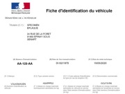 Rejestracja pojazdu na fiszkę fiche fisze, Francja, kopia Carte Grise