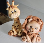 Zestaw safari lew i żyrafa urodziny roczek masa cukrowa 