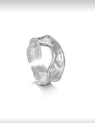 Regulowany srebrny pierścionek sygnet Liquid Metal ze stali nierdzewnej