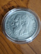 Belgia 5 franków 1873 Leopold II srebro Ag900 stan bardzo dobry