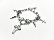 Bransoletka chainmaille z krzyżami kolcami stal chirurgiczna vampire