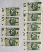 9x STO ZŁOTYCH 100, BANKNOT KOLEJNE NUMERY W TYM RADAR EN 8172718