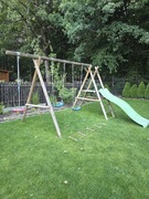 Huśtawka ogrodowa Koala drewniana ze zjeżdżalnią i dodatkową huśtawką