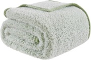 Koc Sherpa dwustronny puszysty ciepły- szałwia 152 x 203 