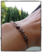 Bransoletka MIŁOŚCI i SUKCESU na nici jedwabnej RUBIN i kwarc dymny