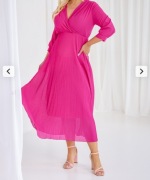 Fuksja sukienka plisowana