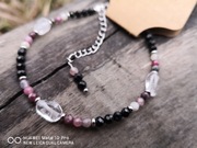 Turmalin z kryształem górskim bransoletka amulet