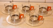 Szklanka pomarańczowa zestaw 5 sztuk SIMAX Czechosłowacja prl