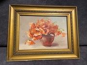 Stara akwarela. Obraz za szkłem. 