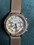 Zegarek DKNY NY-8254 42mm stan bdb złoty bransoleta siatka
