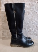 Czarne skórzane kozaki oficerki Lemar 37