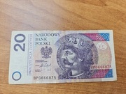 Banknot obiegowy 20zl Seria BP0666875