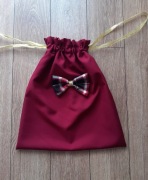 4x Nowy worek torba na prezent bordowy handmade
