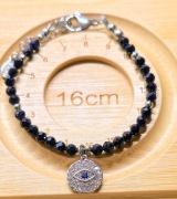 BRANSOLETKA KAMIEŃ NOC KAIRU 4 mm CYRKONIE STAL OKO PROROKA szer od 15.7 cm