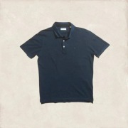 Jack & Jones ciemno granatowe polo z ciemno niebieskim kołnierzem L