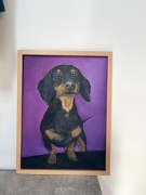 Obraz olejny.Jamnik. Obraz psa 30x40cm z ramą