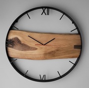 Zegar ścienny 60cm naturalne drewno orzechowe. Loft, Rękodzieło Prezent