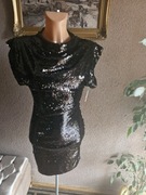 Sukienka czarna cekinowa krótka elegancka