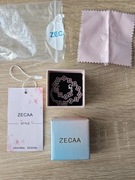 Srebrna damska bransoletka ZECAA 925 z różowymi kwiatkami – nowa