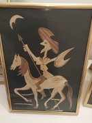 OBRAZ CEPELIA SŁOMIANY RĘKODZIEŁO  DON KICHOT LATA 70 PRL