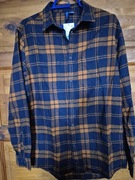 Koszula męska flanelowa w kratkę czarno pomarańczowa S H&M 