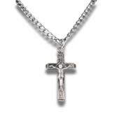 Łańcuszek stalowy pancerka z krzyżykiem – elegancki naszyjnik męski 55 cm