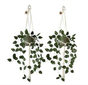 2 wiszące kwietniki ze sznurka ozdoba na ścianę boho