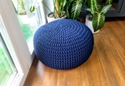 Pufa handmade duża 50 x 25 cm granatowa kolory szydełko