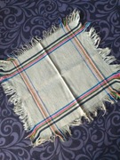 Lniana serwetka z frędzlami vintage PRL