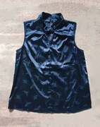 Elegancka letnia wakacyjna granatowa koszula na ramiączkach we wzory ptaki 